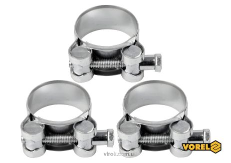 Vorel 73793 Ø32-35/20 мм 3 шт сталевий оцинкований хомут з гвинтовим затиском GBS W1