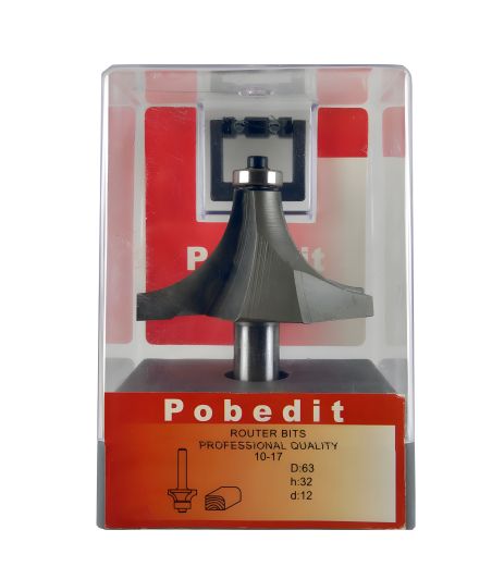 Фреза кромочная калевочная D-62,7 мм, R-25 мм, d-12 мм Pobedit P-1017-12-25 Фреза кромочная калевочная D-62,7 мм, R-25 мм, d-12 мм Pobedit P-1017-12-25