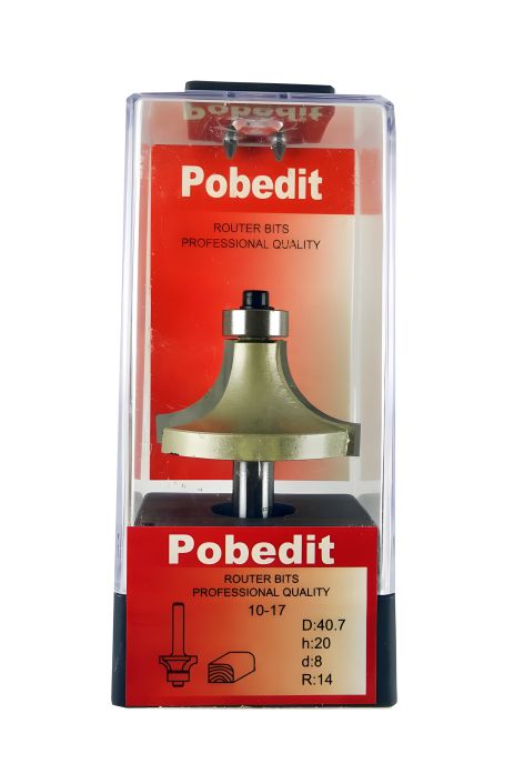 Кромочная калевочная фреза D-40.7 мм, R-14 мм, d-8 мм Pobedit P-1017-08-14