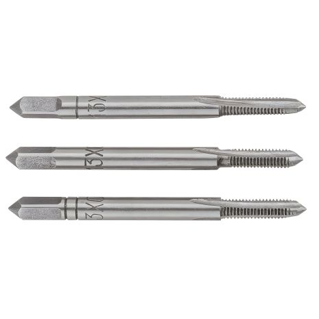 Мітчики M3, комплект 3 шт., вольфрамова сталь, пластмасова коробочка, DIN352 Topex 14A203