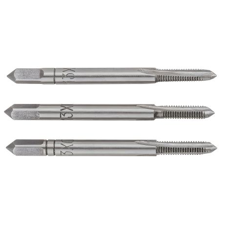 Мітчики M3, комплект 3 шт., вольфрамова сталь, пластмасова коробочка, DIN352 Topex 14A203