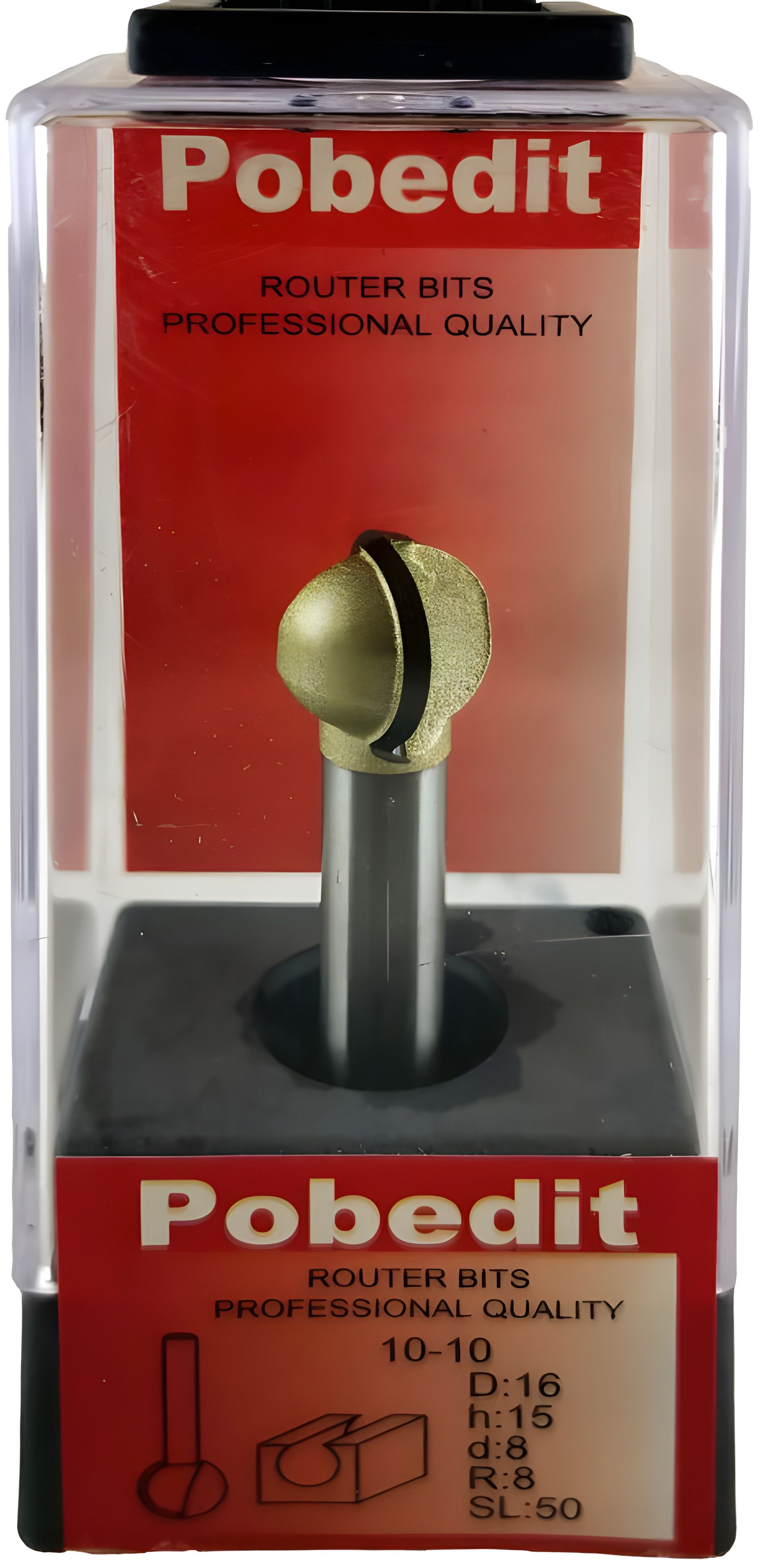 Куляста фреза по дереву D-16 мм, R-8 мм, d-8 мм Pobedit P-1010-08-08 Куляста фреза по дереву D-16 мм, R-8 мм, d-8 мм Pobedit P-1010-08-08