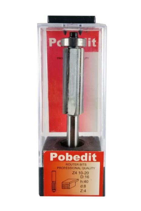 Фреза обкаточная прямая четырехножевая с нижним подшипником D-16 мм, d-8 мм Pobedit P-1020-08z4-1640 Фреза обкаточная прямая четырехножевая с нижним подшипником D-16 мм, d-8 мм Pobedit P-1020-08z4-1640