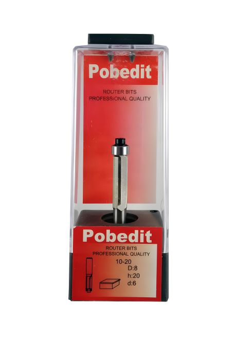 Обкаточная фреза прямая двухножевая Ø8 мм, Ø6 мм с нижним подшипником Pobedit P-1020-06-0820 Обкаточная фреза прямая двухножевая Ø8 мм, Ø6 мм с нижним подшипником Pobedit P-1020-06-0820