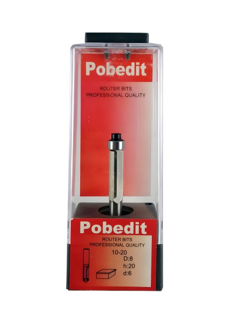 Обкаточная фреза прямая двухножевая Ø8 мм, Ø6 мм с нижним подшипником Pobedit P-1020-06-0820 Обкаточная фреза прямая двухножевая Ø8 мм, Ø6 мм с нижним подшипником Pobedit P-1020-06-0820