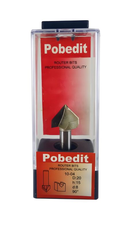 V-образная пазовая фреза D-20 мм, d-8 мм, 90°, Pobedit P-1004-08-90-20