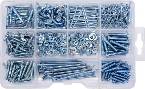 Набір шурупів, цвяхів, шайб та гайок, 580 шт. Vorel 24122