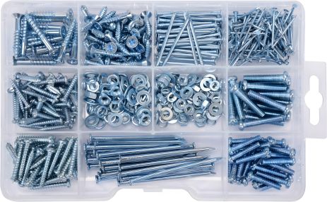 Набір шурупів, цвяхів, шайб та гайок, 580 шт. Vorel 24122