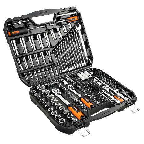 Набір з 1/2", 3/8" та 1/4" торцевих ключів 219 од., NEO (08-671)