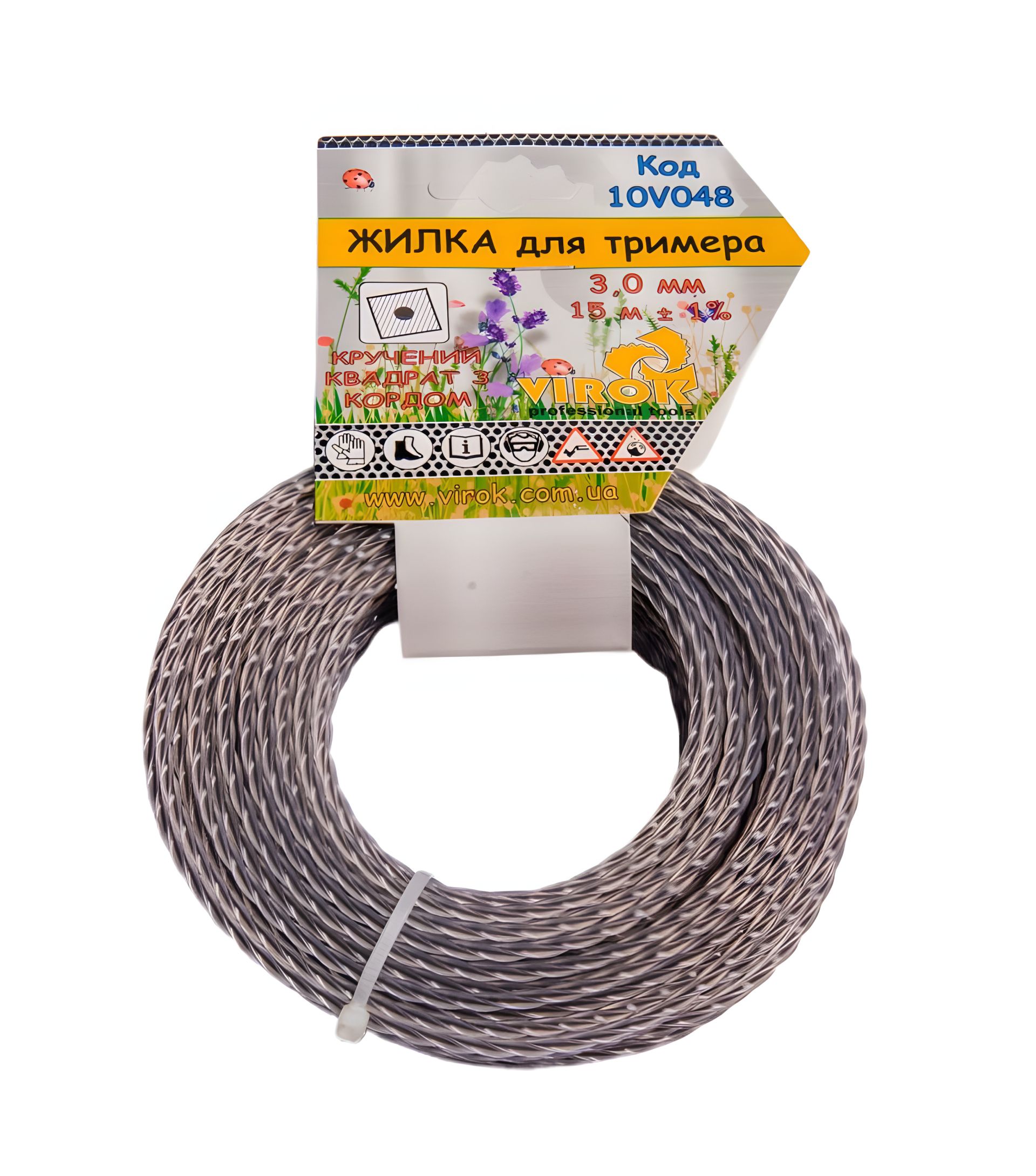 Лісочка для тримера "Подвійна з кордом" Ø = 3,0 мм, l = 15 м VIROK 10V048 Лісочка для тримера "Подвійна з кордом" Ø = 3,0 мм, l = 15 м VIROK 10V048