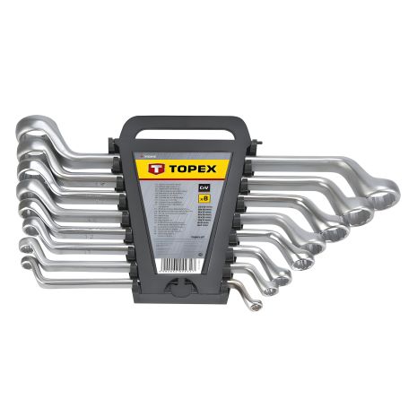 Комплект из 8 изогнутых накидных ключей, сталь CrV, Topex 35D856 Комплект из 8 изогнутых накидных ключей, сталь CrV, Topex 35D856