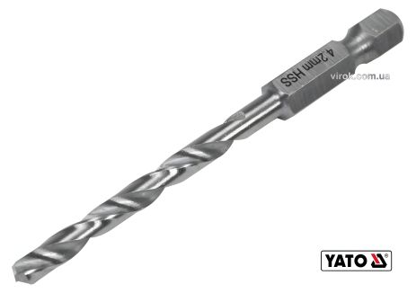 Свердло по металу 4.2 x 75/43 мм HEX-1/4" HSS 6542 для нержавіючої сталі від Yato (YT-44867)