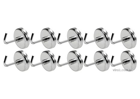 Магнітні гачки з основою Ø = 35 мм, стрижні l = 30 мм, 10 шт. YaTo YT-08690
