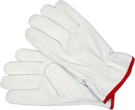 Перчатки рабочие белые с красной кромкой хлопок + кожа размер 10 Yato YT-74645