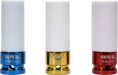 Набір головок для алюмінієвих дисків 1/2" 17, 19, 21 мм, Yato YT-1056