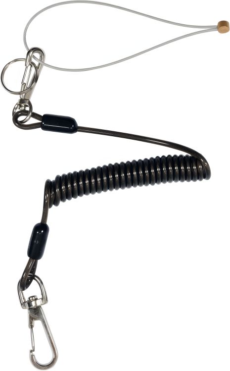Шнур пружинний для захисту інструменту від падінь O=1.5 мм L=52-170 мм 3 кг + 2 карабіна Yato YT-74009