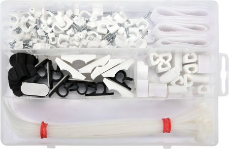 Крючки для крепления кабелей, набор 124 шт., Vorel 24140