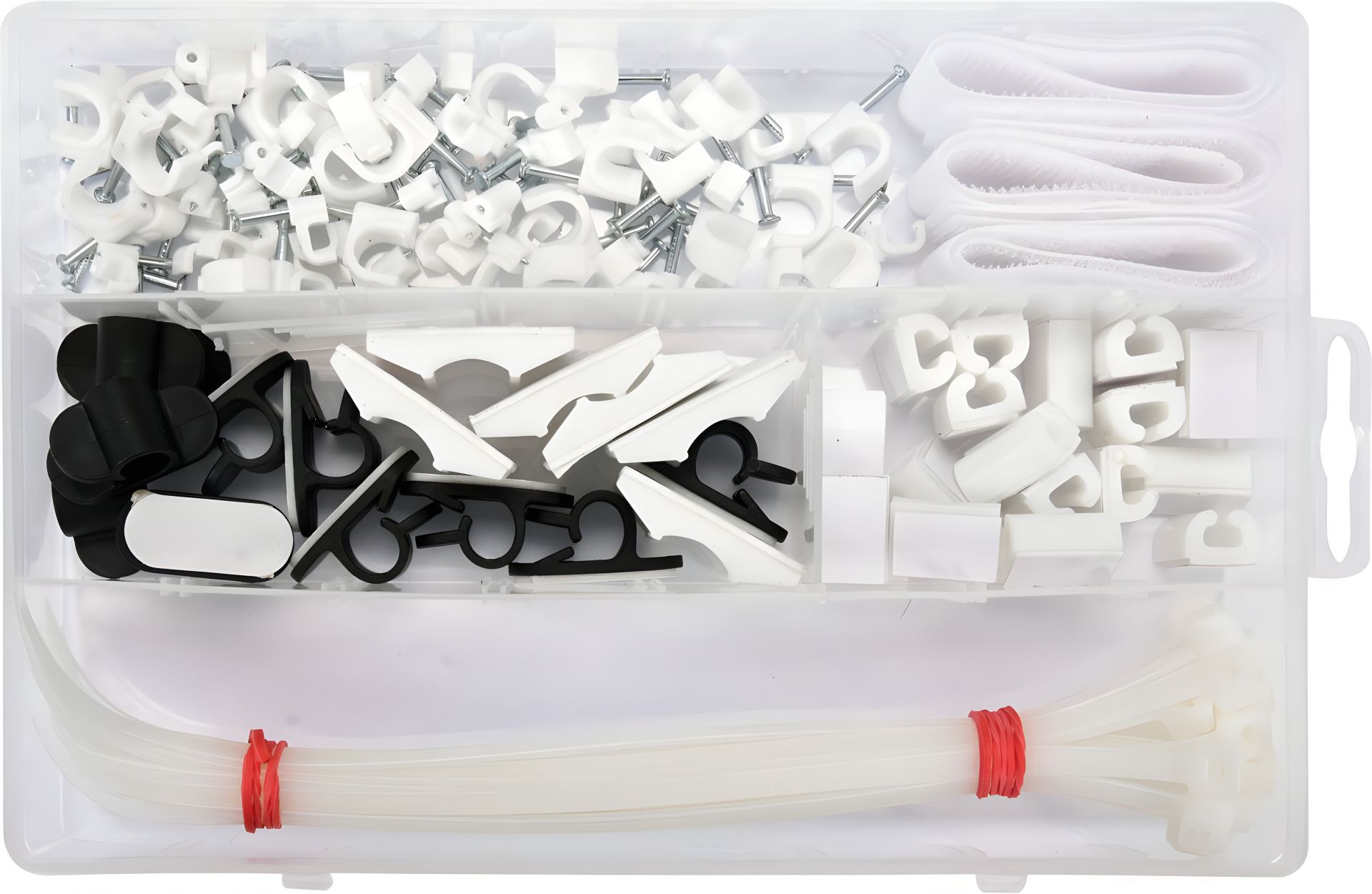 Крючки для крепления кабелей, набор 124 шт., Vorel 24140 Крючки для крепления кабелей, набор 124 шт., Vorel 24140