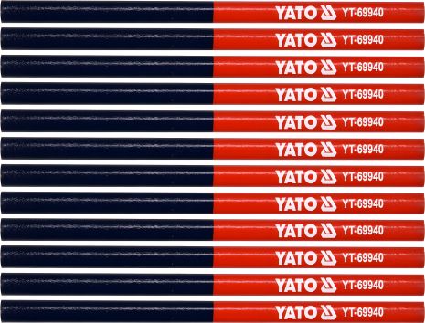 Карандаши столярные 175 мм стержень 4 x 2 мм 12 шт Yato YT-69940