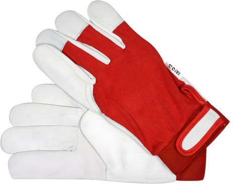 Рабочие рукавицы бело-красные, хлопок + кожа, размер 10, Yato YT-74642 Рабочие рукавицы бело-красные, хлопок + кожа, размер 10, Yato YT-74642