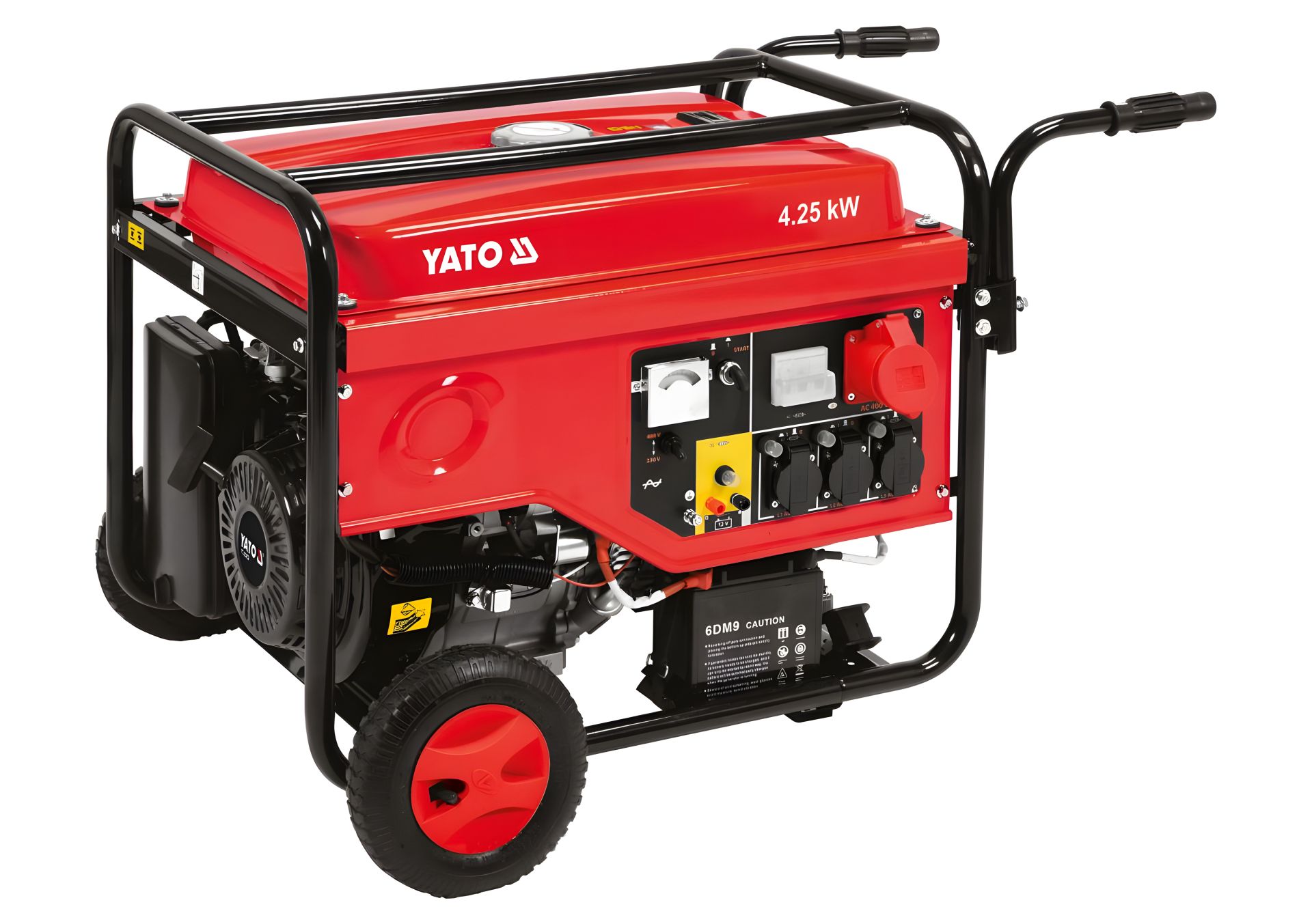 Бензиновий генератор ел.току: W= 4.25/5.5 кВт, U= 230/380 В, 3 фази, витрата – 1.1 л/год, бак – 25л YaTo YT-85460 Бензиновий генератор ел.току: W= 4.25/5.5 кВт, U= 230/380 В, 3 фази, витрата – 1.1 л/год, бак – 25л YaTo YT-85460