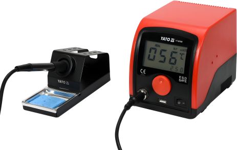 Мережева паяльна станція; Р = 75 Вт, t ° = 200-480 ° С, жало тип 900М, LCD табло з USB заряджання, Yato YT-82456