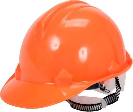 Каска для захисту голови помаранчева з матеріалу HDPE Vorel 74171
