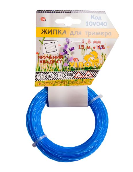Триммерная леска "Крученый КВАДРАТ" Ø 2.0 мм, 15 м, VIROK 10V041 Триммерная леска "Крученый КВАДРАТ" Ø 2.0 мм, 15 м, VIROK 10V041