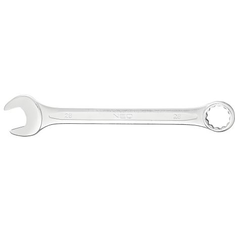 Комбинированный ключ 28 мм, сталь CrV, DIN3113, сатинированный, с полированной головкой и изогнутой на 15° от NEO (09-728)