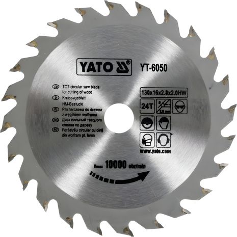 Твер. сплав пиляльний диск 130х16х2.8х2 Yato YT-6050