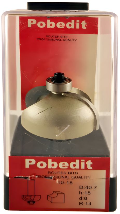 Кромочная радиусная фреза с подшипником D-40.7 мм, R-14 мм, d-8 мм от Pobedit P-1018-08-14 Кромочная радиусная фреза с подшипником D-40.7 мм, R-14 мм, d-8 мм от Pobedit P-1018-08-14