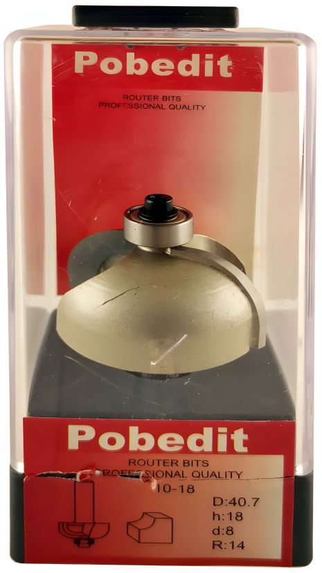 Кромочная радиусная фреза с подшипником D-40.7 мм, R-14 мм, d-8 мм от Pobedit P-1018-08-14 Кромочная радиусная фреза с подшипником D-40.7 мм, R-14 мм, d-8 мм от Pobedit P-1018-08-14