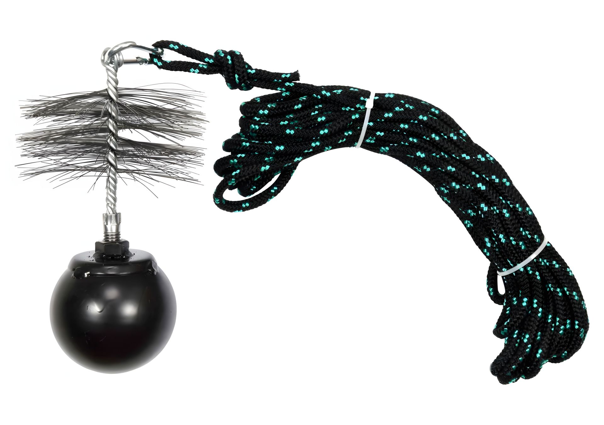 Набор для чистки дымоходов: шнур Ø= 6 мм, ерш Ø= 125 мм, гиря 1.3 кг, Vorel 73031 Набор для чистки дымоходов: шнур Ø= 6 мм, ерш Ø= 125 мм, гиря 1.3 кг, Vorel 73031