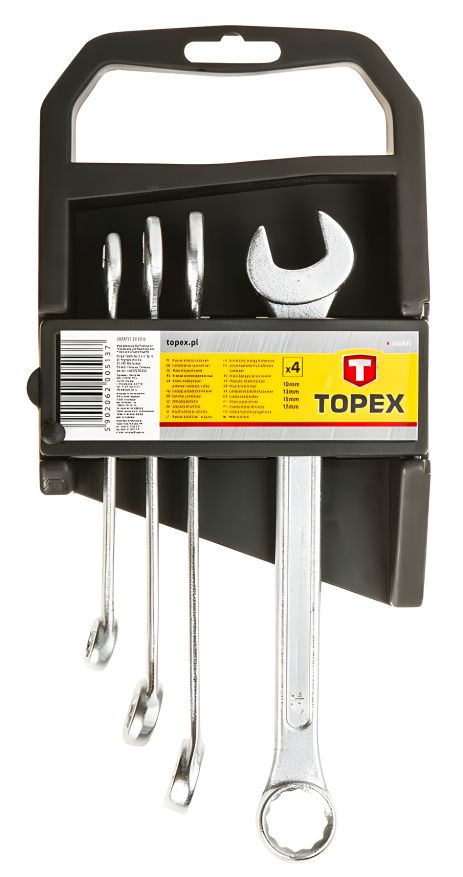 Комплект комбинированных ключей Topex 35D374 (4 шт, 10-17 мм) Комплект комбинированных ключей Topex 35D374 (4 шт, 10-17 мм)
