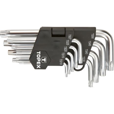П’ятигранні ключі TS10-50, набір 9 шт., з отвором Topex 35D950 П’ятигранні ключі TS10-50, набір 9 шт., з отвором Topex 35D950