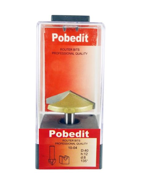 Фреза пазова галтельна V-подібна D-40 мм, d-8 мм, 135° Pobedit P-1004-08-135-40 Фреза пазова галтельна V-подібна D-40 мм, d-8 мм, 135° Pobedit P-1004-08-135-40