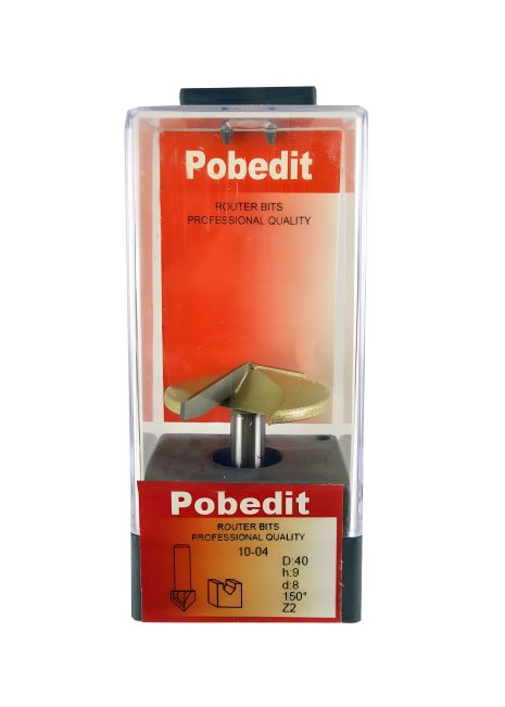 Фреза пазовая V-образная, галтельная, D-40 мм, d-8 мм, 150° Pobedit P-1004-08-150-40