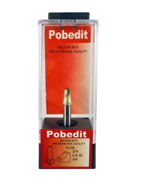 Напівкругла фреза по дереву (жолобна) D-6 мм, d-6 мм, Pobedit P-1005-06-06