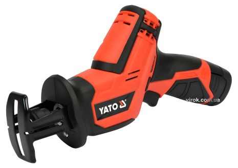 Акумуляторна шаблева пила YaTo: Li-Ion 12 В, 2 Ач, хід полотна - 12.7 мм + 2 полотна, модель YT-82904 Акумуляторна шаблева пила YaTo: Li-Ion 12 В, 2 Ач, хід полотна - 12.7 мм + 2 полотна, модель YT-82904