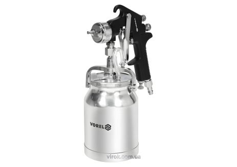 Пульверизатор HVLP з нижнім бачком, V= 1л, робочий тиск = 3-4 bar, сопло Ø = 1,8 мм Vorel (80903)
