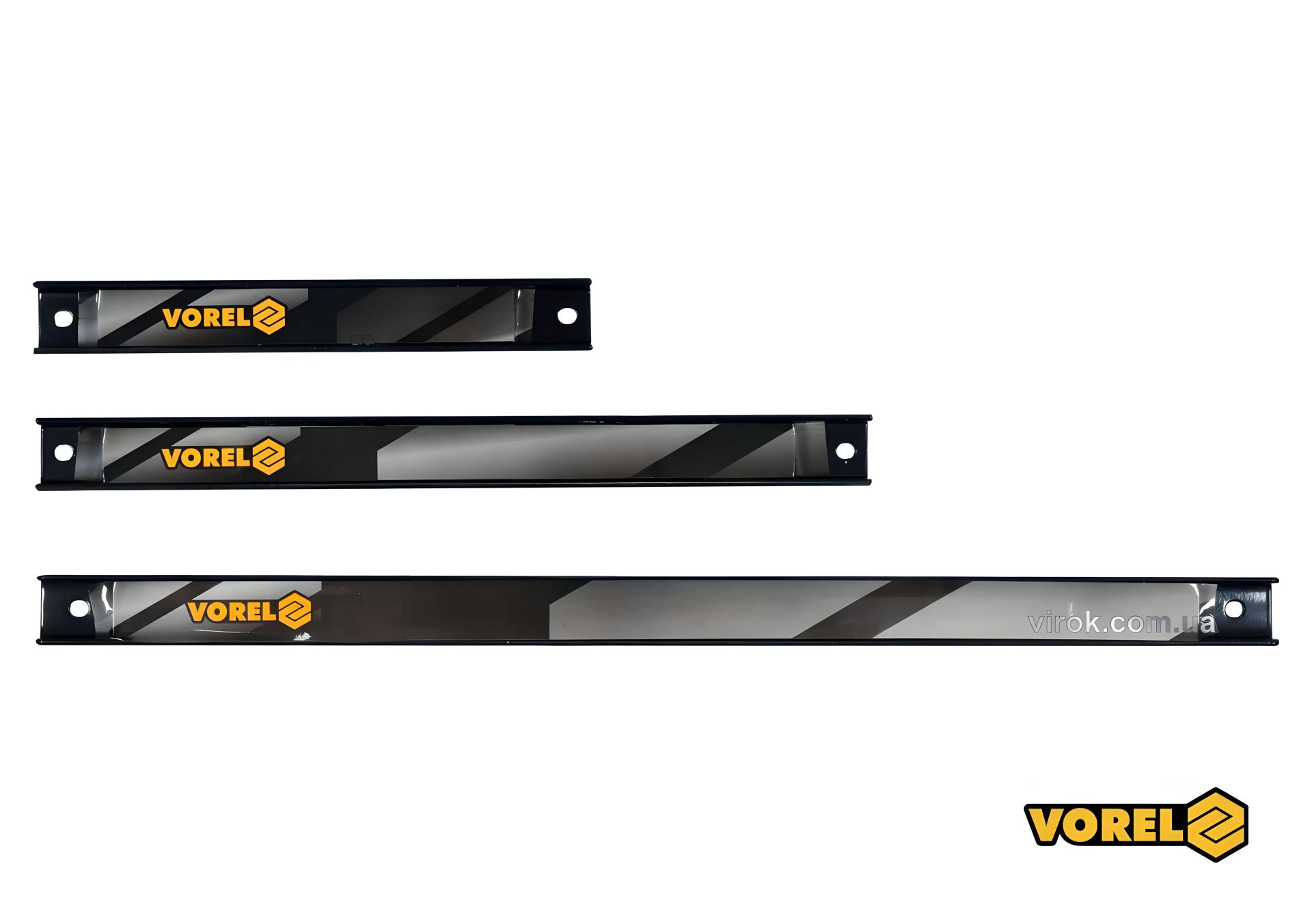 Магнитные рельсы Vorel 200, 300, 455 мм, ширина 26 мм, 3 шт (модель 57830) Магнитные рельсы Vorel 200, 300, 455 мм, ширина 26 мм, 3 шт (модель 57830)