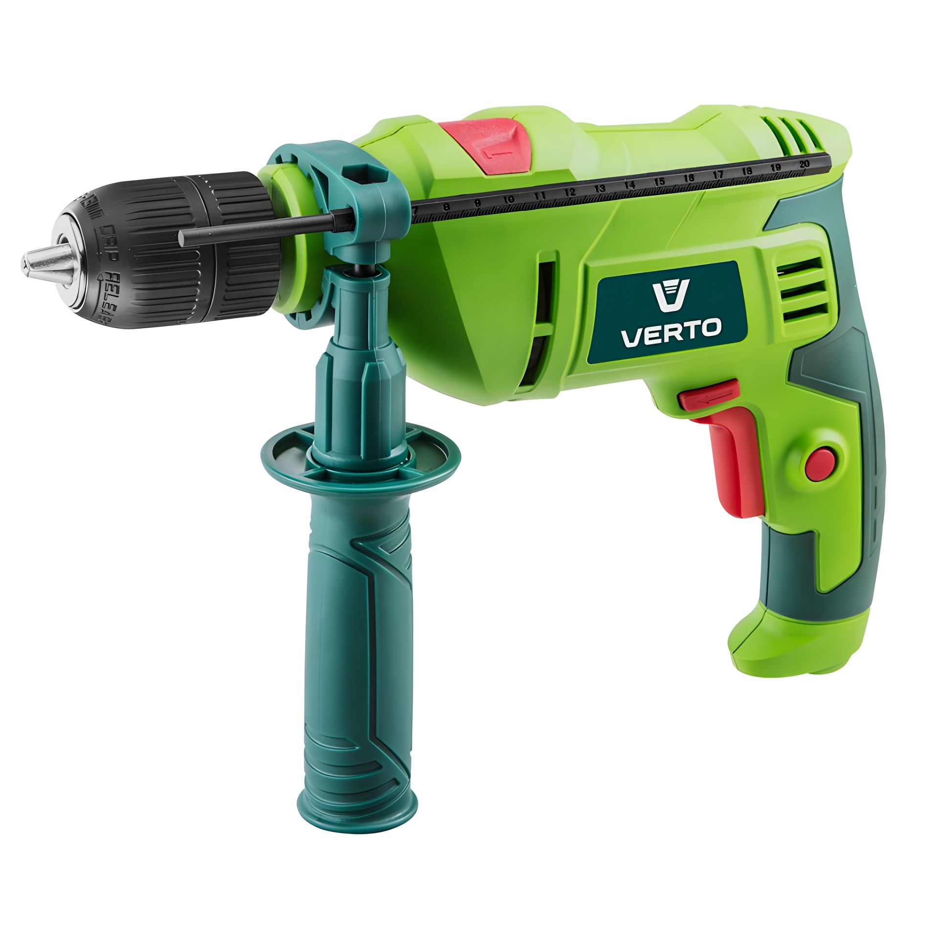 Ударная дрель 600 Вт с принадлежностями в чëмодане VERTO 50G539 Ударная дрель 600 Вт с принадлежностями в чëмодане VERTO 50G539