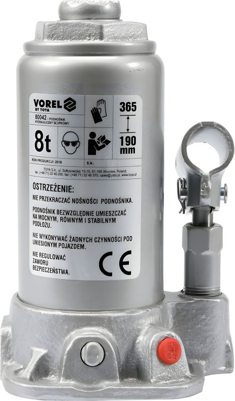 Гідравлічний домкрат "Пляшковий" 8 тонн Vorel 80042