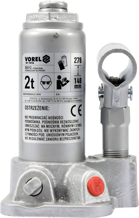 Гідравлічний домкрат "Пляшковий" 2т Vorel 80012 Гідравлічний домкрат "Пляшковий" 2т Vorel 80012