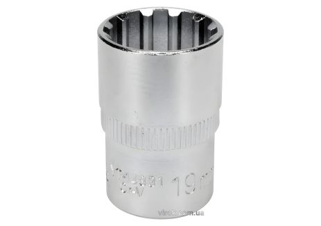 Головка торцева "Spline": квадрат 1/2", M19, l = 38 мм, CrV, YaTo YT-14831 Головка торцева "Spline": квадрат 1/2", M19, l = 38 мм, CrV, YaTo YT-14831