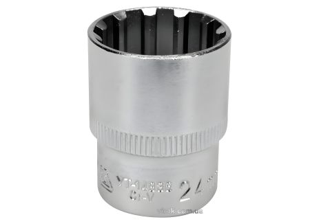 Торцева головка "Spline" М24 квадрат 1/2" l=38 мм YaTo