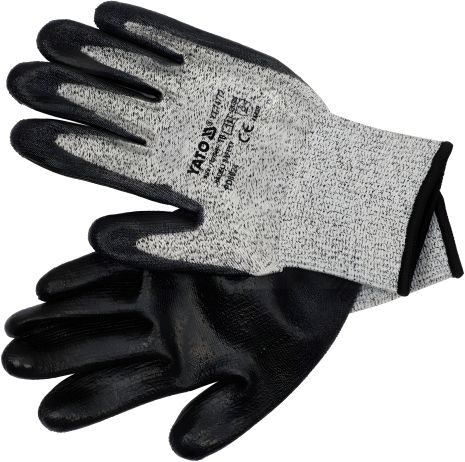 Рукавички HPPE поліетиленові покриті чорним поліуретаном (розмір 10) Yato YT-74772