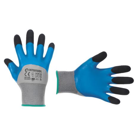 Рукавичка трикотажна з покриттям з синього латексу, INTERTOOL SP-0107 Рукавичка трикотажна з покриттям з синього латексу, INTERTOOL SP-0107