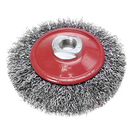 Щетка проволочная дисковая изогнутая 100 мм x M14, рифленая проволока Verto 62H112