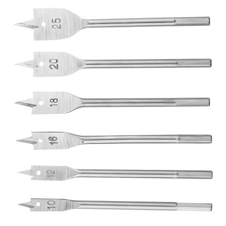 Перові свердла по дереву набір 6 шт., 10, 12, 16, 18, 20, 25 мм Top Tools 60H860